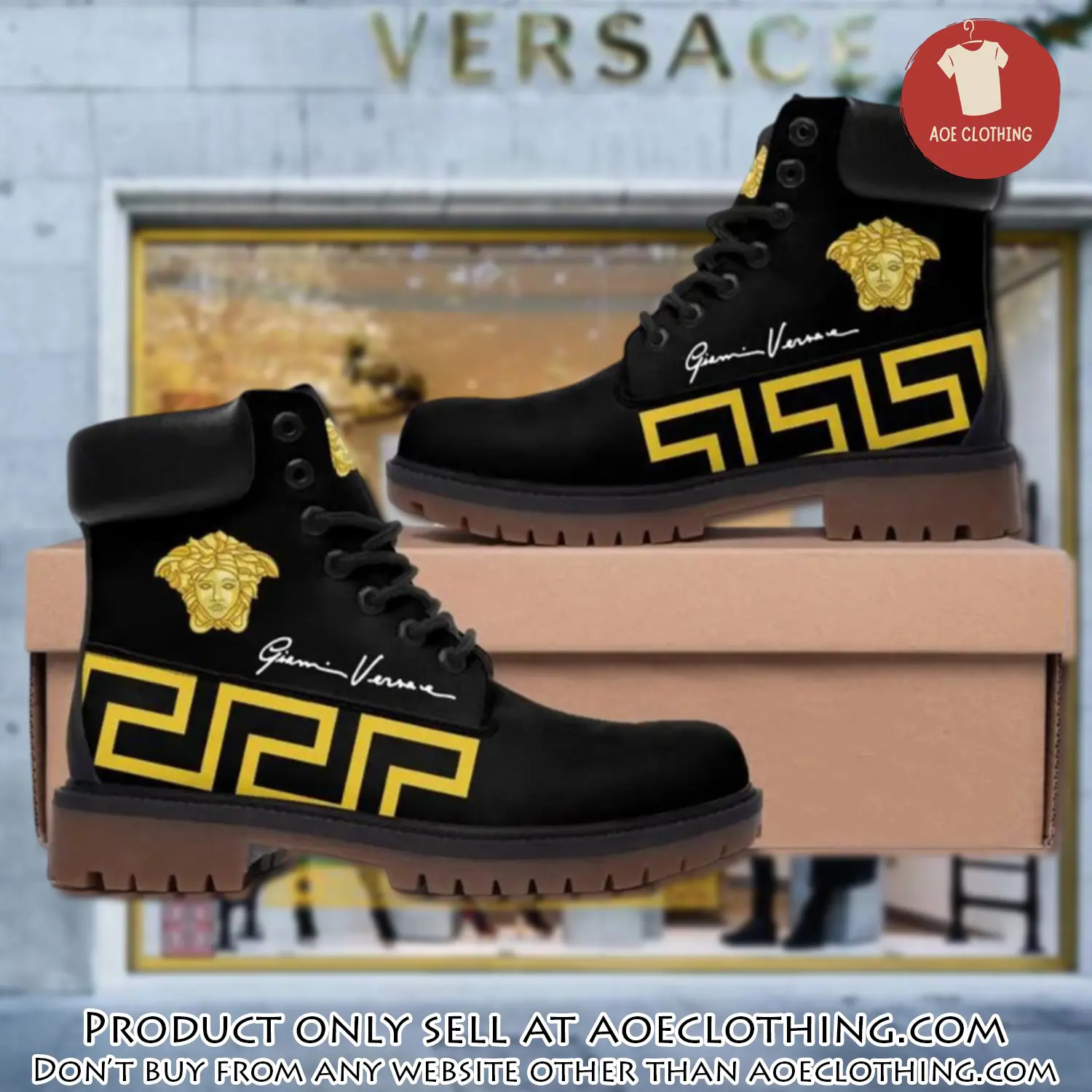 Gianni versace medusa gold pattern black luxury brand boots premium gifts for men women aoe0925017
